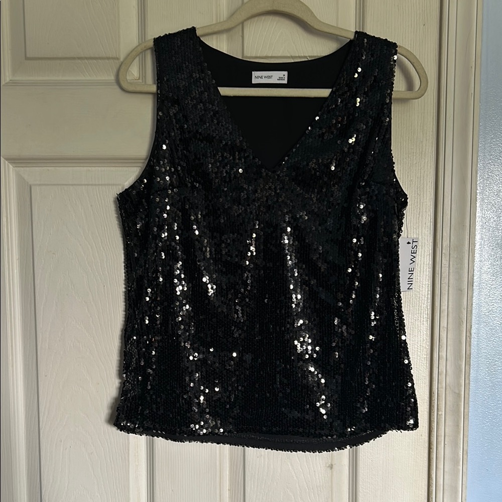 Nine West Black Sequin Tank Top - Picture 2 of 6